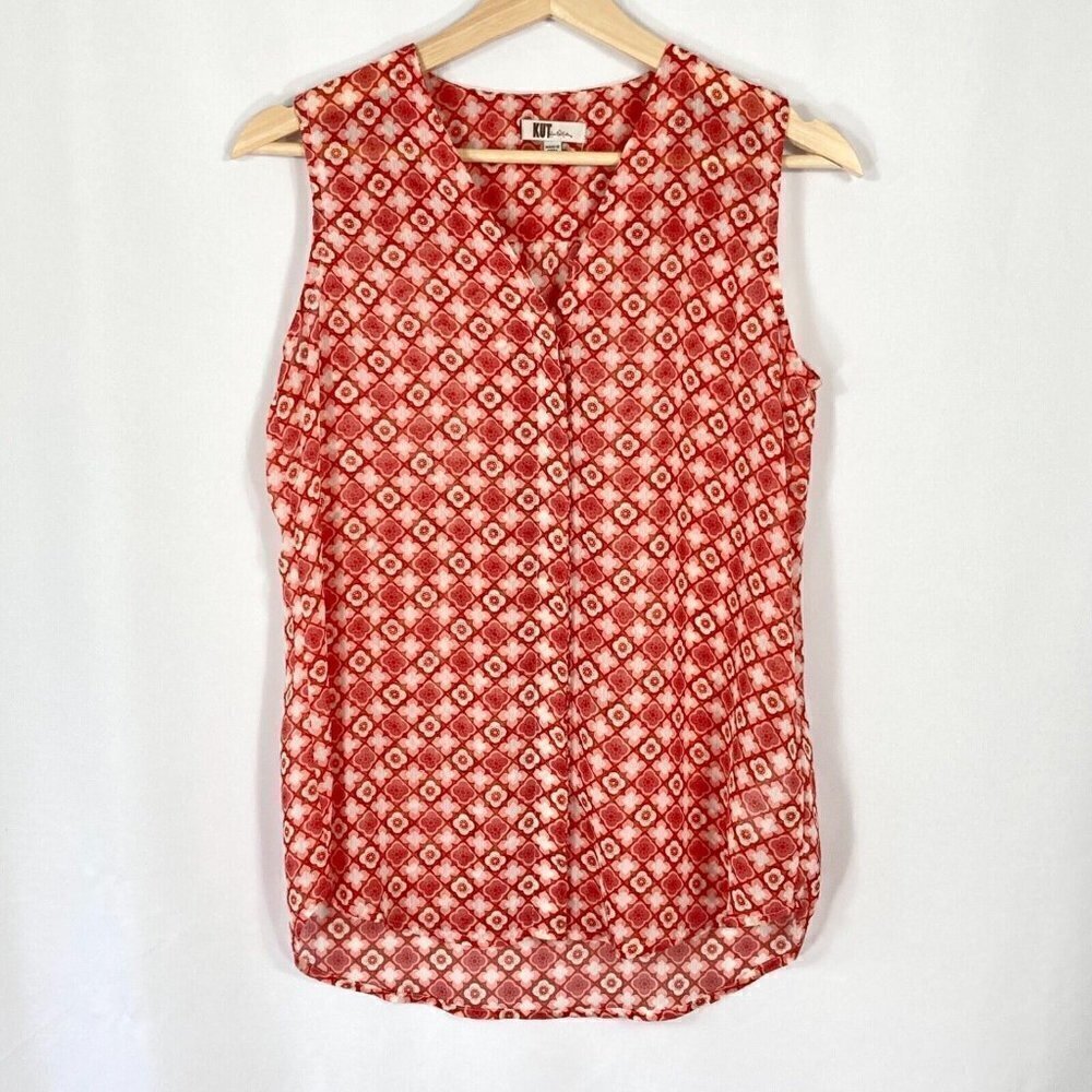 Kut From The Kloth Sheer Sleeveless Blouse Lightweight Preppy XSP